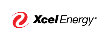 Xcel Energy logo with name and red swirl icon.